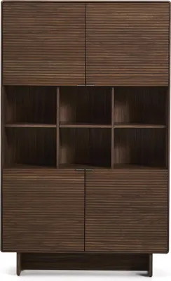 Produktbild von Highboard Norlen 100 x 163 x 40 cm MDF Walnussfurnier Braun