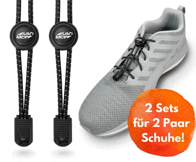 Produktbild von Elastische Schnürsenkel für 2 Paar Schuhe - Schwarz - 100 cm - Schnellschnürsystem/Schnellverschluss