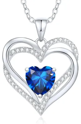 Productafbeelding van Halsketting van 925 sterling zilver met een geboortesteen hanger voor dames, 45+5 cm, september