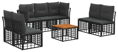 Produktbild von vidaXL Outdoor-Sofagarnitur 8 pcs Schwarz und Dunkelgrau Polyester