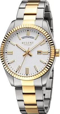 Produktbild von Regent Herren Uhr Metall Armbanduhr Metallarmband Analog silber gold D2UR1162588