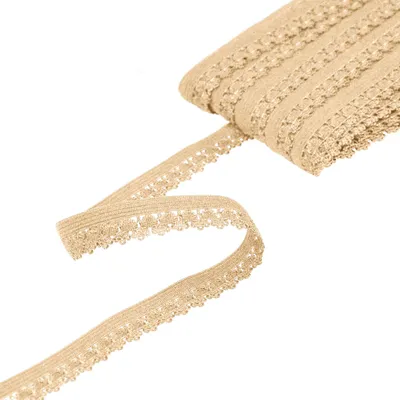Spitzen-Band elastisch 18m x 25mm Gummilitze Gummiband Spitze Spitzenband Farbwahl beige