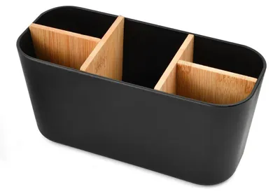 Productafbeelding van Tandenborstelhouder met 5 vakken, kunststof, zwart, 21x9x10 cm. Badkamerorganizer