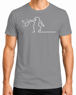 Imagen del producto de Camiseta para hombre, diseño "Linea Balum Strichmännchen" de Osvaldo Cavandoli, estilo caricatura, color gris, talla XXL