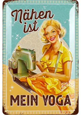 Produktbild von LANOLU Retro Blechschild Nähen, Geschenk für Nähbegeisterte, Näherinnen, Lustige Sprüche & Shabby Chic Deko 20x30cm