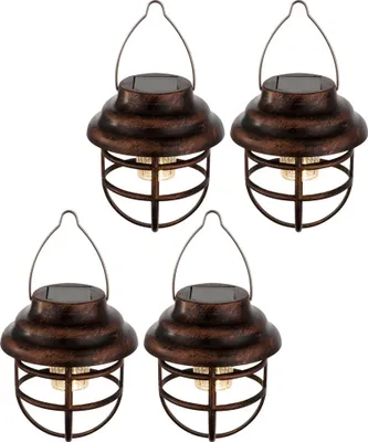 Produktbild von 4er Set LED Solar Hängeleuchte, rostfarben, H 14 cm