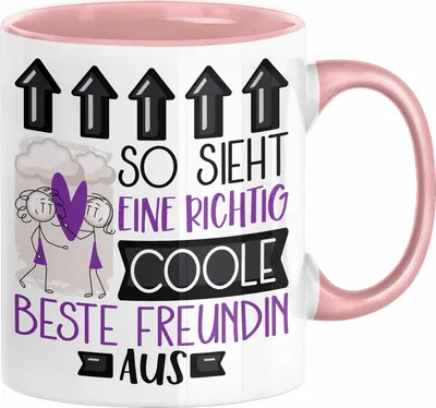 Produktbild von Beste Freundin Geschenk Tasse Lustig Geschenkidee für Beste Freundin Geburtstag So Sieht Eine Richtig Coole Beste Freundin Aus Frauen Spruch BFF (Rosa)