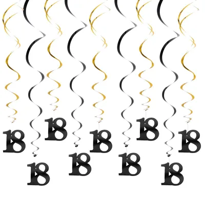 Produktbild von 30-teiliges Deko-Set für den 18. Geburtstag in Schwarz und Gold