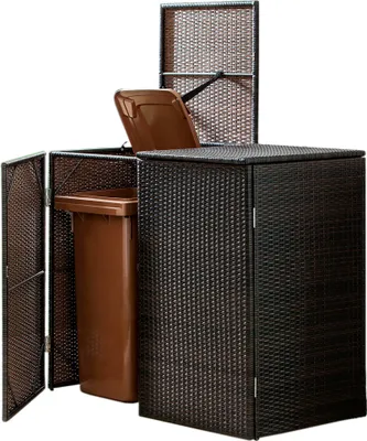 Produktbild von GreenYard® Mülltonnenabdeckung für 2 Mülltonnen 111 x 65 x 104 cm Rattan-Optik