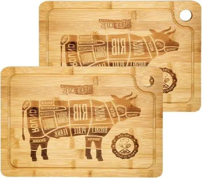 Produktbild von Famanu Bamboo Steakplanken Set von 2 - 33x23x2cm mit Saftgrube