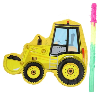 Produktbild von Papier-Piñata in Baggerform für Geburtstagsfeiern und Kindergeburtstage