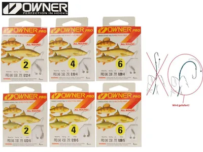 Produktbild von Owner Allroundhaken mit Teigspirale gebunden 70cm, Größe/Tragkraft/Durchmesser/Inhalt:Gr.6/3.50kg/4x0.08mm/4 Haken pro Packung