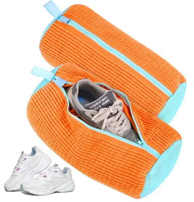 Schuhwaschbeutel, 2 Stück, 360° Reinigungsfleece, orange