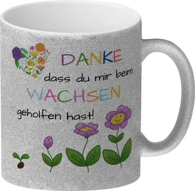 Produktbild von Danke dass du mir beim Wachsen geholfen hast Glitzer-Kaffeebecher