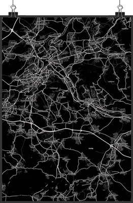 Produktbild von Mr. & Mrs. Panda Bild Ostfildern DIN A1 - Geschenk, Plakat, Kunstdruck, Stadt Dorf Karte Landkarte Map Stadtplan, drucke, wanddeko, Posterdruck