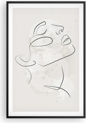 Produktbild von Gerahmtes Poster - Schwarzer Rahmen - Gesicht Linie Skizze - 61x91,5 cm - Wand Bild - Wanddeko - Wandbilder - Kunstposter - Wandposter - Bilderrahmen - Bilder - Kunstdruck - P2BPA61x91-5031