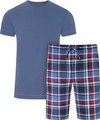 Produktbild von Jockey Herren Schlafanzug, kurz - Everyday 1/2 Knit Short Pyjama, Baumwoll-Modal Blau/Rot XL