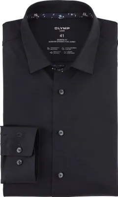 Produktbild von Olymp Luxor 24/Seven Hemd schwarz einfarbig Flex Jersey