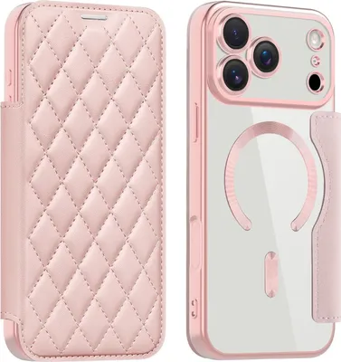 Produktbild von Für Apple iPhone 17 Pro Max 360 Grad Full Body Magsafe RFID Anti Datenklau Kunst Leder Hülle Tasche Rosa