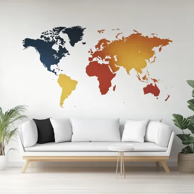 große farbige Weltkarte – Decords Wandtattoo, Produktansicht 1