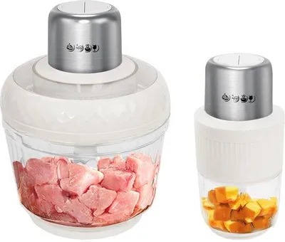 Image de Hachoir à viande électrique 800 W, bol en verre de 3 l, 2 vitesses, blanc