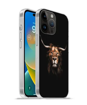 Produktbild von MuchoWow® Handyhülle Schutzhülle Hülle für Apple iPhone 14 Pro Max Löwe - Horn - Schwarz Silikon Softcase Handy Hülle - Hardcover
