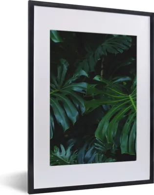 Produktbild von MuchoWow® Gerahmtes Poster Dschungel - Grün - Blätter 30x40 cm - Poster mit Schwarzem Bilderrahmen Wandposter Rahmen Foto Bilder - Wandposter Schlafzimmer