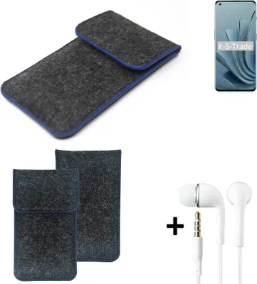 Produktbild von K-S-Trade Handy Schutz Hülle kompatibel mit OnePlus 10 Pro Schutzhülle Handyhülle Filztasche Pouch Tasche Case Sleeve Filzhülle dunkelgrau, blauer