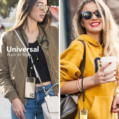 Immagine prodotto di EAZY CASE catena universale per cellulare compatibile con tutti gli smartphone, collana, cinturino per cellulare con cover, con moschettone in verde