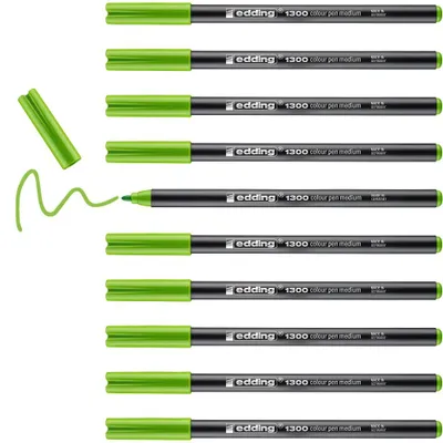 Immagine prodotto di Penne in fibra edding 1300 colore verde chiaro confezione da 10 pz