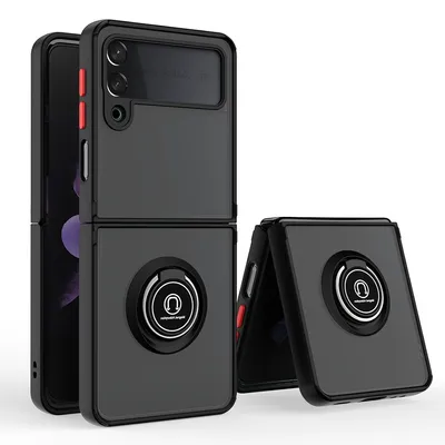 Produktbild von Für Samsung Galaxy Z Flip4 5G Shadow Ring Etuis Handy Tasche Hülle Schwarz / Rot