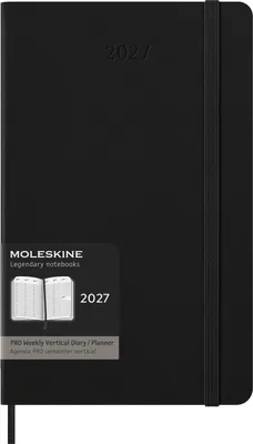 Produktbild von Moleskine 12-Monats-Wochenplaner 2027, Format Large/A5, 1 Woche = 2 Seiten, vertikale Anordnung, Spalten für Notizen, Hardcover, Schwarz