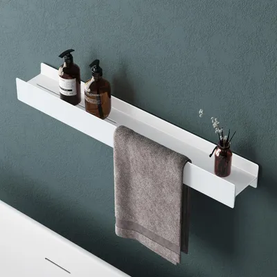 Produktbild von Mai & Mai Duschablage zum Bohren oder Kleben Duschregal Badablage 80cm Badezimmerablage zur Wandmontage Badezimmer Organizer Matt weiß Reglo-03