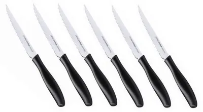 Steakmesser 12 cm, 6er-Set, Edelstahl, Kunststoffgriff, silber/schwarz
