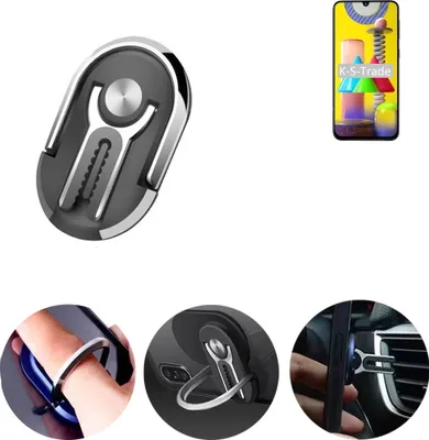 Produktbild von K-S-Trade 3in1 Smartphone-Ring Handy-Ring kompatibel mit Oukitel WP8 Pro Fingerhalterung  Handyring Tischständer Lüftungsgitter-Halterung Tisch