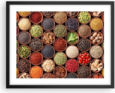 Produktbild von Gerahmtes Poster - Schwarzer Rahmen - Gewürz Küche - 50x40 cm - Wand Bild - Wanddeko - Wandbilder - Kunstposter - Wandposter - Bilderrahmen - Bilder - Kunstdruck - Wandbild - P2BAA50x40-3600