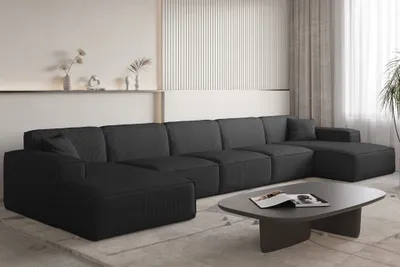 Produktbild von Wohnlandschaft Sofa U-Form CELES PREMIUM XL in Stoff Scala Schwarz