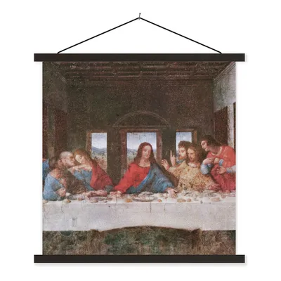 Produktbild von MuchoWow® Textilposter Das letzte Abendmahl - Leonardo da Vinci 120x120 cm mit schwarzem Rahmen - Aufhängungsset