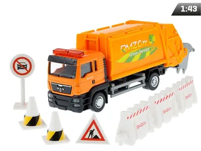 Zdjęcie produktu dla Model 1:64, RMZ City MAN Śmieciarka + akcesoria