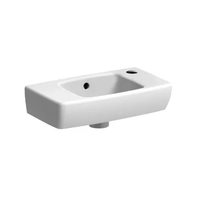 Obrázek produktu pro VBChome Mini umyvadlo, 45 x 25 cm, keramické, bílé, lesklé, obdélníkové, s přepadem a otvor pro baterii vpravo, malé nástěnné umyvadlo