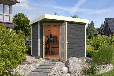 Produktbild von Karibu Gartenhaus Gerätehaus Schwandorf 5 terragrau 242x246x218 cm