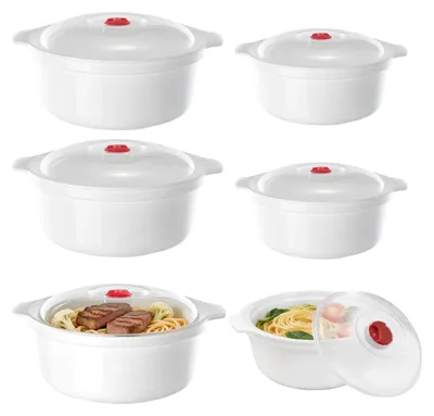 Mikrowellengeschirr-Set, 6-teilig, Kunststoff, 900–1600 ml, stapelbar