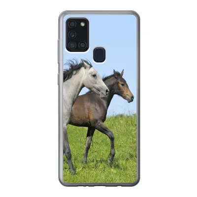 Produktbild von MuchoWow® Handyhülle Schutzhülle Hülle für Samsung Galaxy A21s Pferde - Tiere - Gras Silikon Softcase Handy Hülle - Hartschale