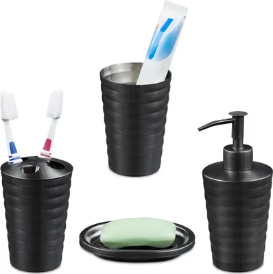 Produktbild von relaxdays 4-tlg. Badezimmer Set Edelstahl