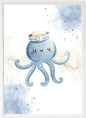 Produktbild von Crochetts Kinderbild mit Oktopus-Motiv LMN-82-C