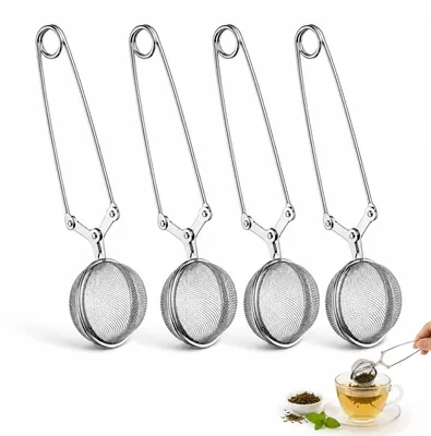 Teesieb 4er-Set, feinmaschig, Edelstahl, silber