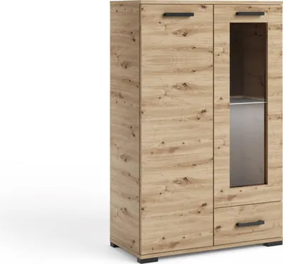 Obrázok produktu pre Presklená vysoká komoda KLENRI - dub artisan