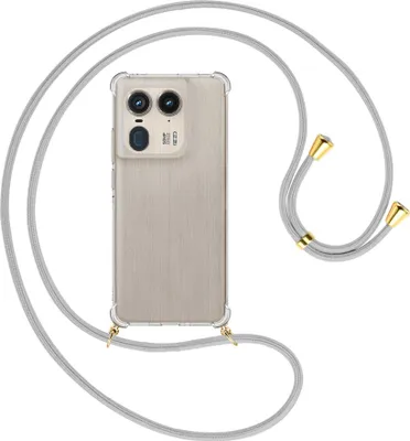 Produktbild von Handykette Backcover-Schutzhülle mit Band (Metall goldfarben) für Motorola Edge 50 Ultra 5G - silbergrau