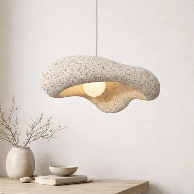Produktbild von Milton & Oldbrook Japandi Hängelampe Ø 50 cm Zenica Sand Steinlook