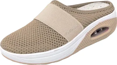 Produktbild von Leichte Bequeme Paket Kopf Hausschuhe Weibliche Dicke Untere Luftkissen Hohl Gitter Atmungsaktiv Ohne Ferse Ein Steigbügel Flachen Schuh, khaki, 37